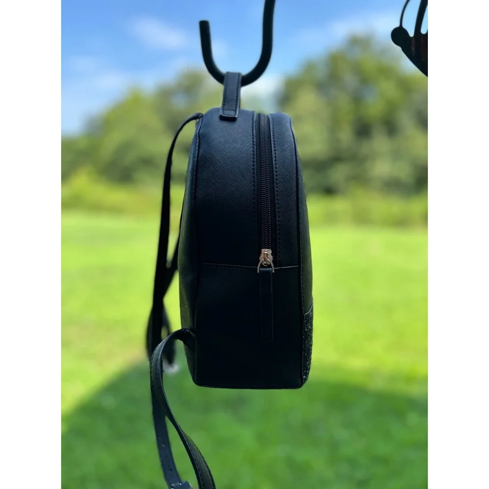 Kate Spade Greta Court Sammi  Mini Backpack Small Black Glitter Bottom S362